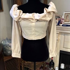 Elegant Cream Ruffle Off-Shoulder Top